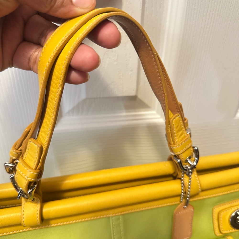 Coach Vintage Tote Bag, Yellow and Lime Green - Picture 13 of 15